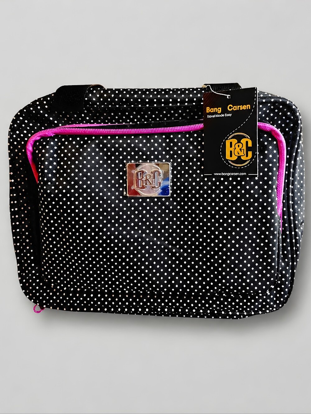 Bang & Carsen Black and Pink Polka Dot Travel Bag NWT